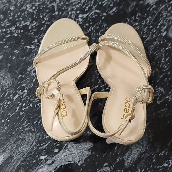 BRAND NEW BEBE STRAPPY HIGH HEEL STILETTOS RHINESTONES STRAP SANDAL - Picture 5 of 14